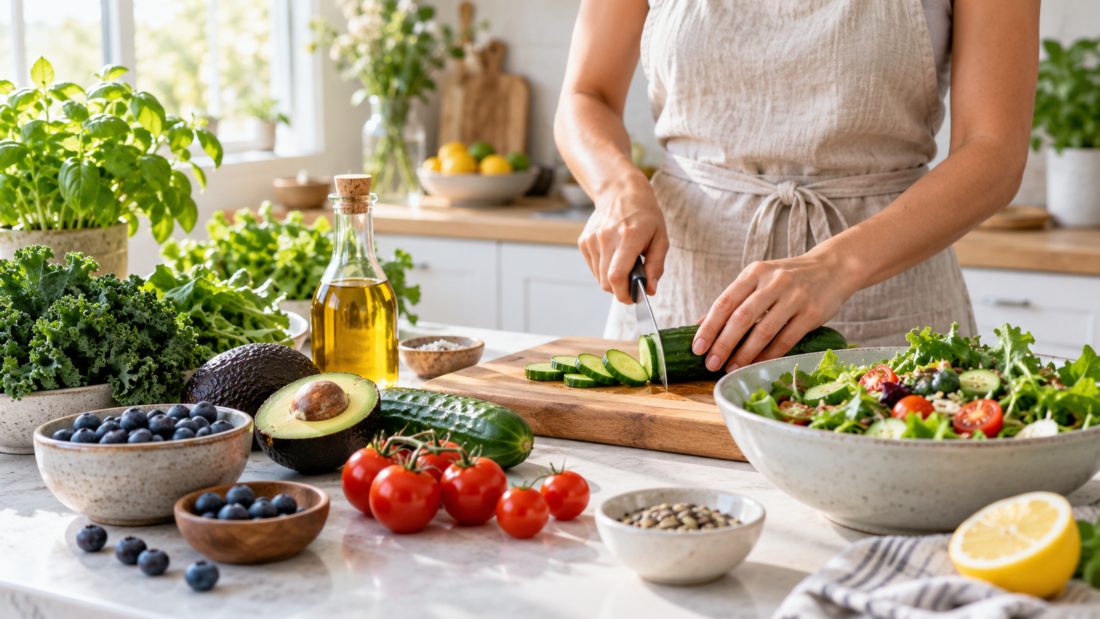 Inicio Preparación de alimentos frescos y saludables para el bienestar diario